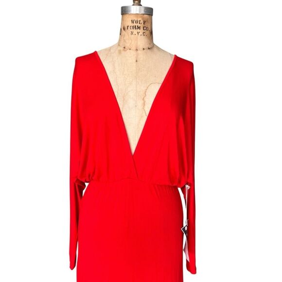 Young Fabulous & Broke Red Deep V Neck Maxi Dress XS - Picture 2 of 8